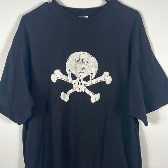 🔥🔥 Vintage SKULL & CROSSBONES Biker Horror Tee - Puff Print - Men Sz 2XL - EUC - Picture 1 of 7